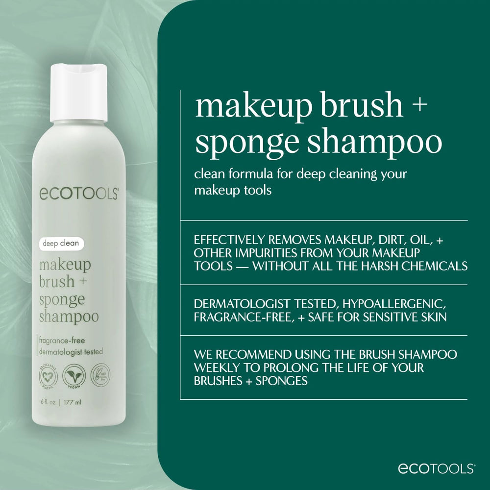 EcoTools dermatologist-tested hypoallergenic seal indicates safe care for brushes and skin.