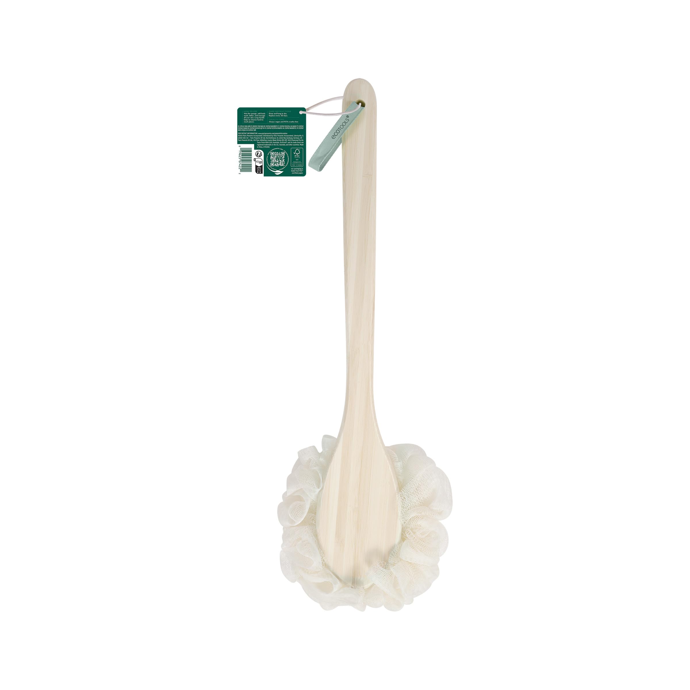 EcoTools EcoPouf Bath Brush is compact and lightweight for storage