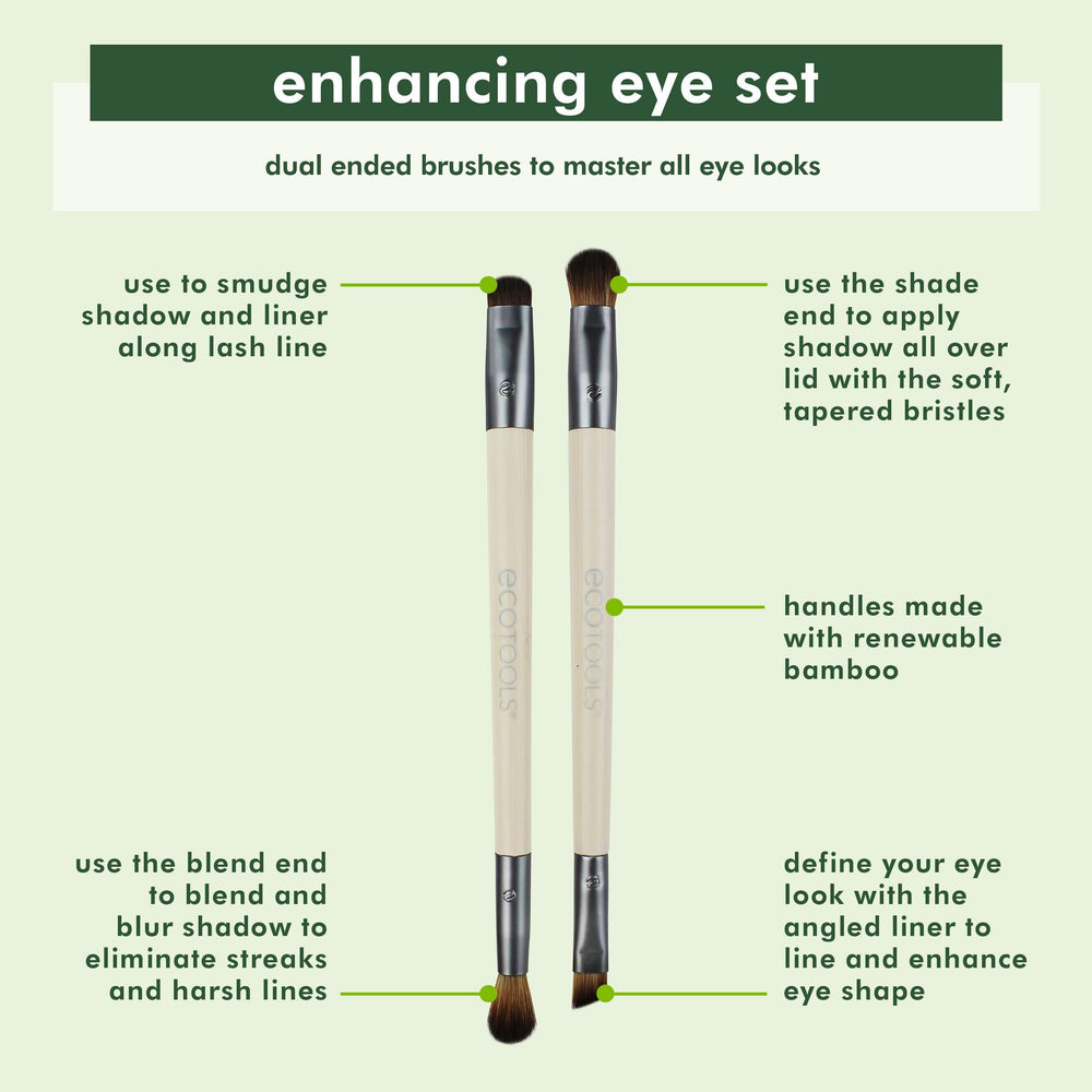 EcoTools Enhancing Eye Brush Set smudge + blend duo for seamless blending.