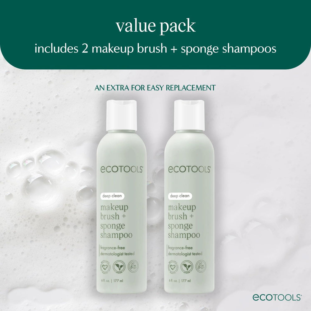 EcoTools fragrance-free cleanser label highlights a gentle formula for daily brush care.