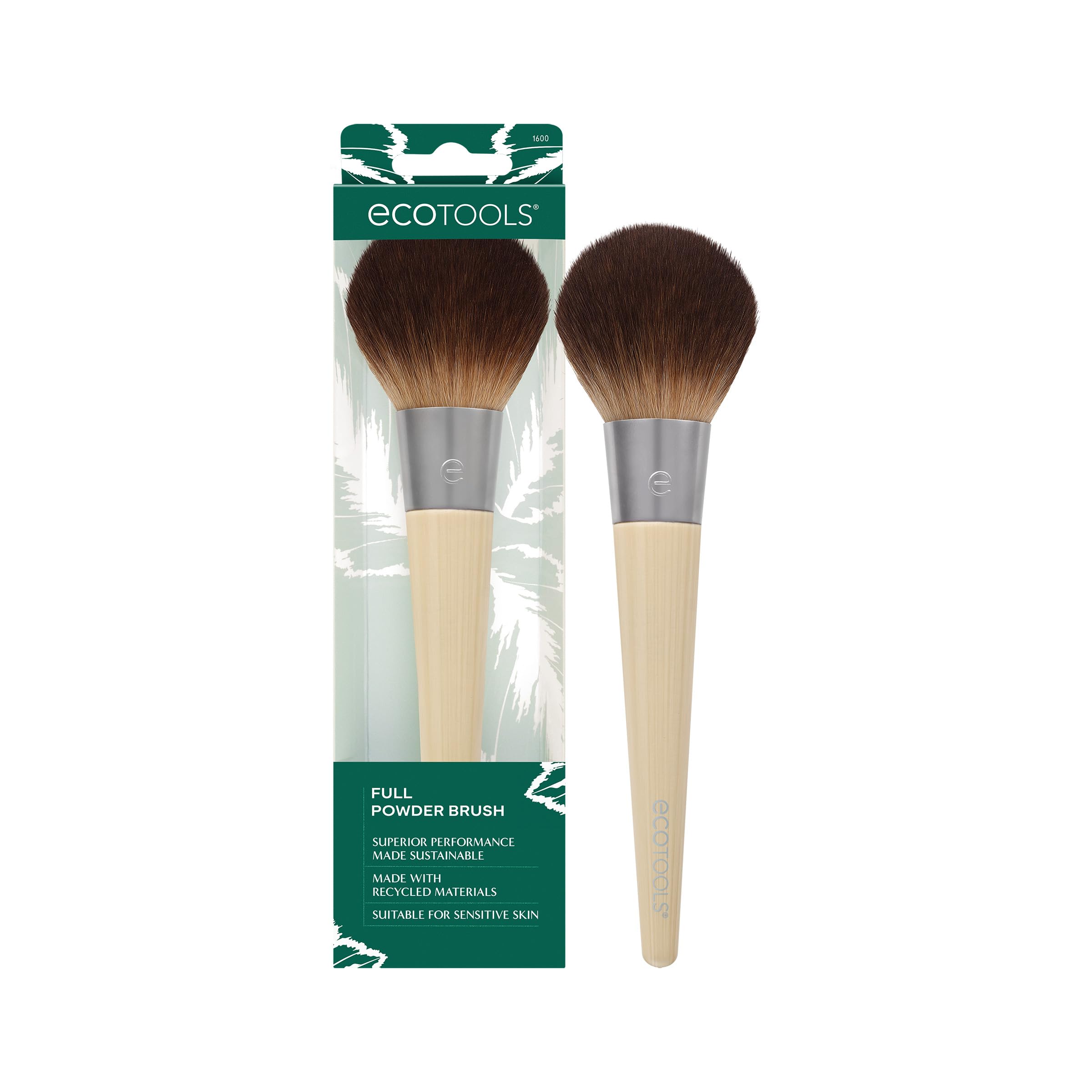 EcoTools Full Powder Brush head close-up shows fluffy bristles for even powder application.