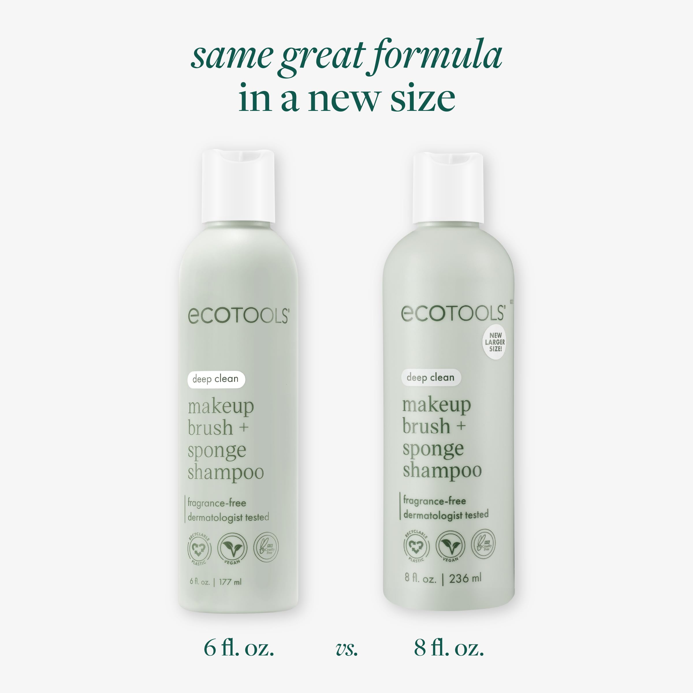 EcoTools Makeup Brush Shampoo pump-dispense demonstrates easy, precise dosing.