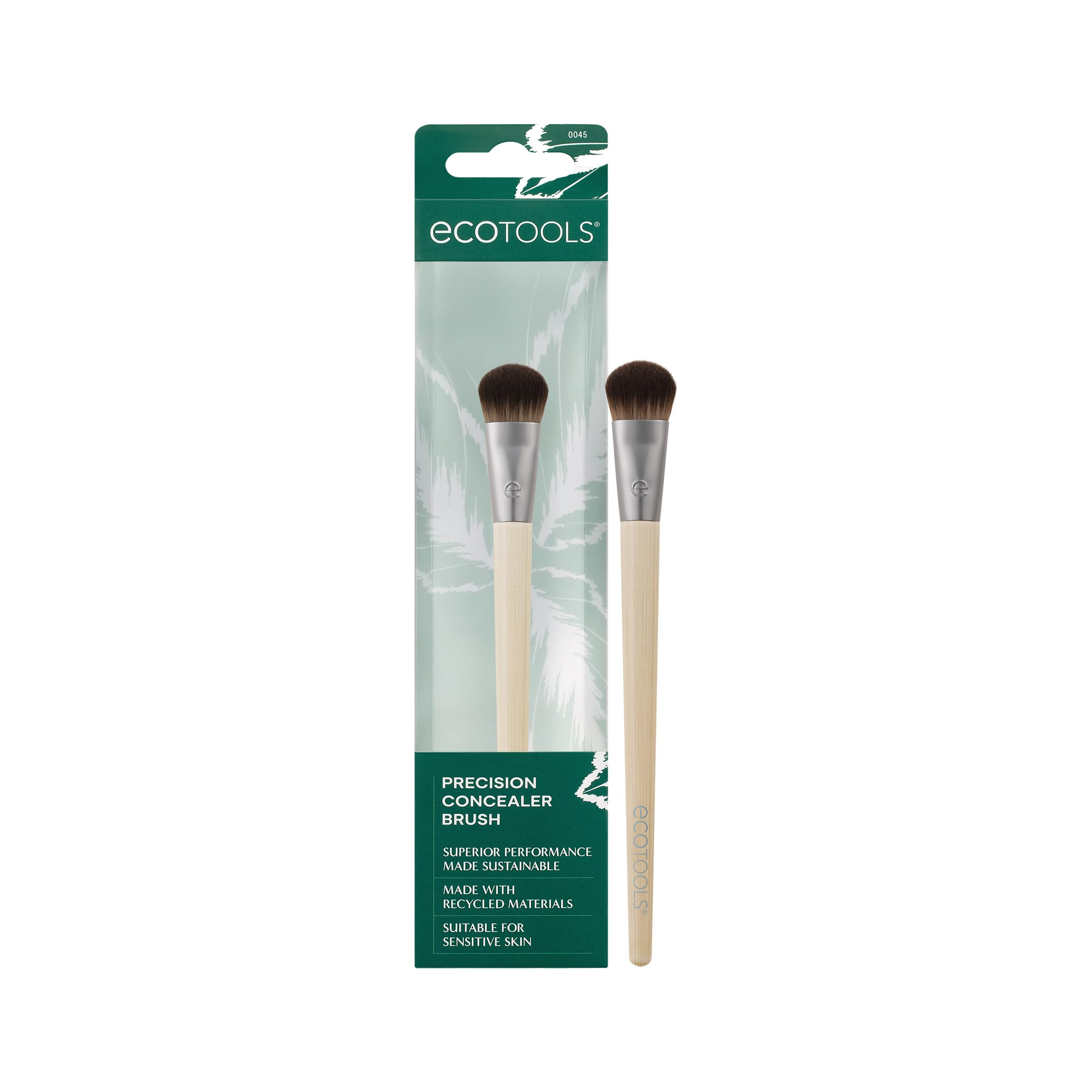 EcoTools Precision Concealer Brush top view shows dense bristles for precise under-eye coverage