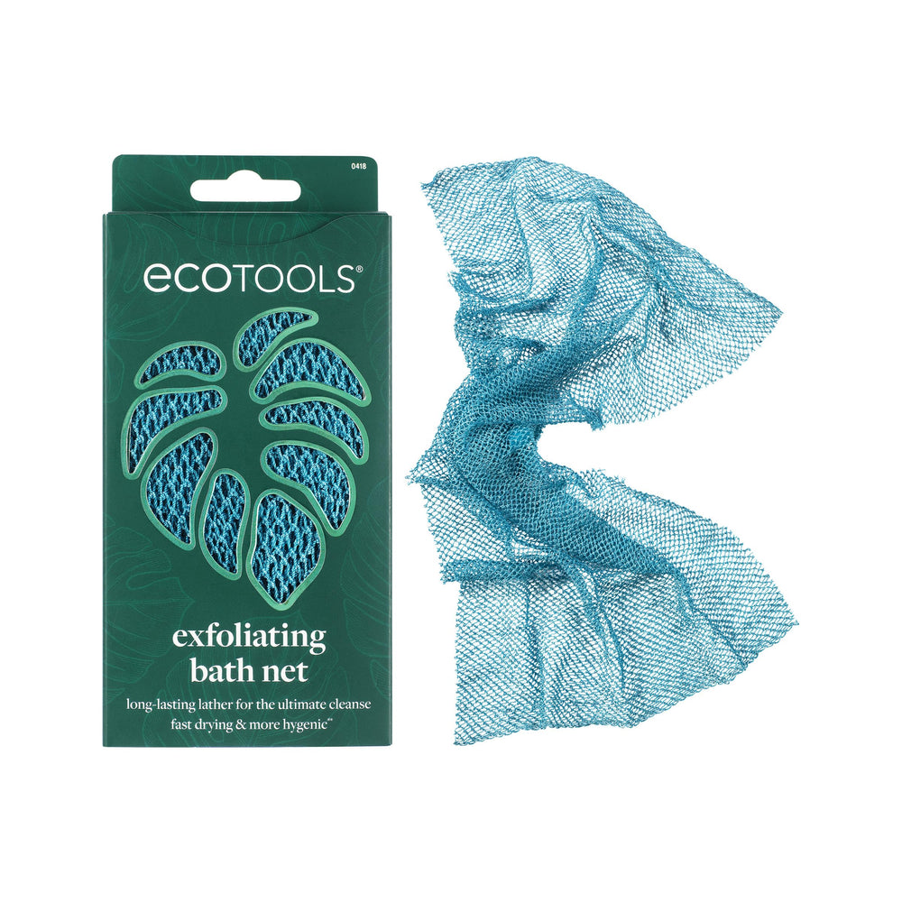 EcoTools red exfoliante para baño con diseño de nudo, exfolia suavemente la piel.