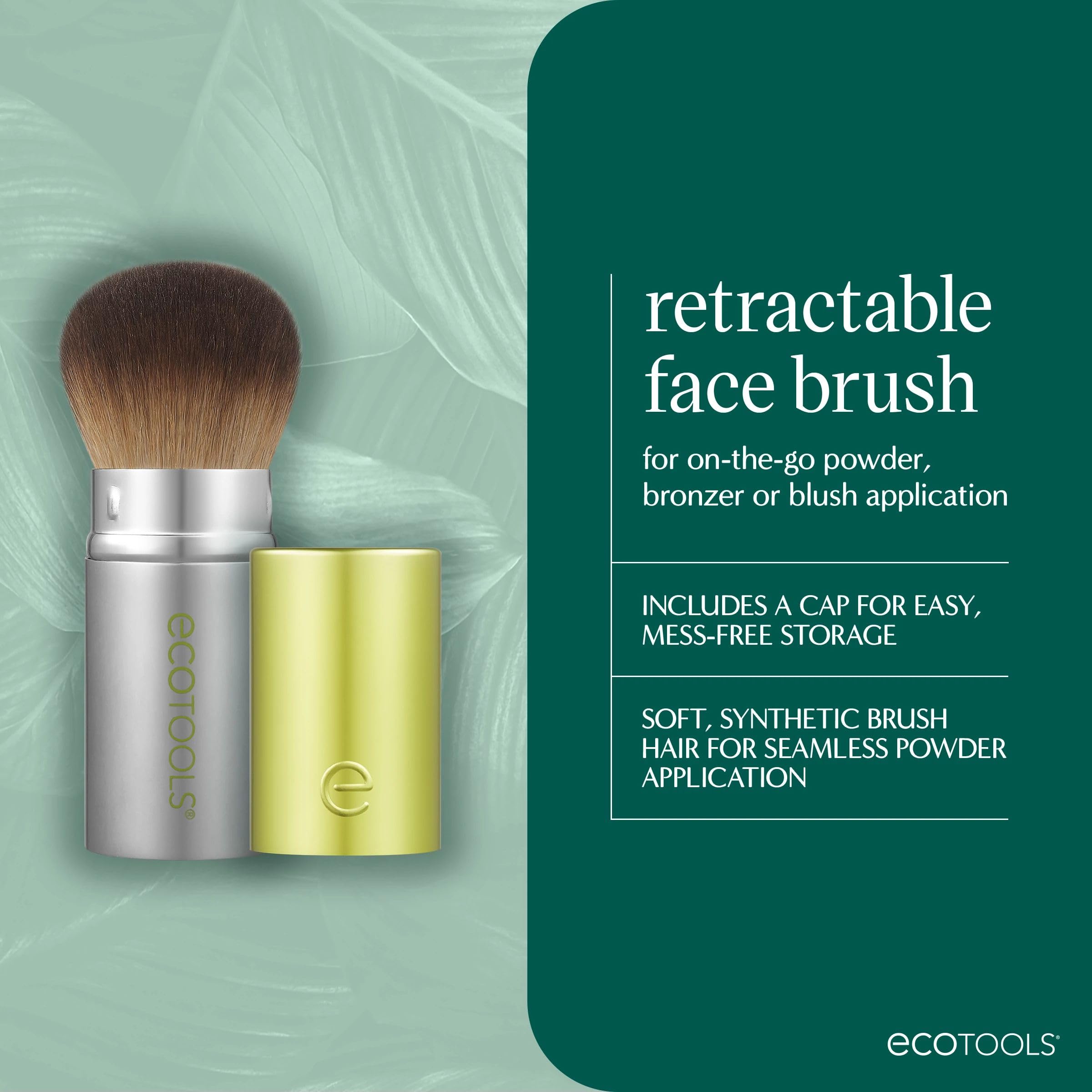 EcoTools retractable brush bristles provide smooth, versatile powder application.