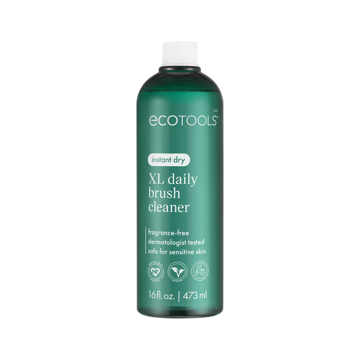 EcoTools XL Daily Brush Cleaner bottle front shows fragrance-free formula for brushes