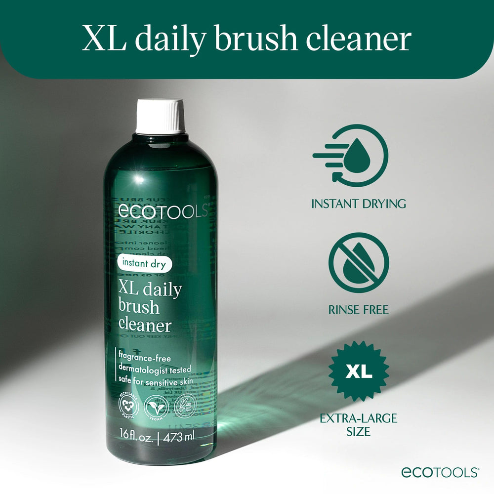 EcoTools brush-tip dipping into cleaner for makeup removal on bristles