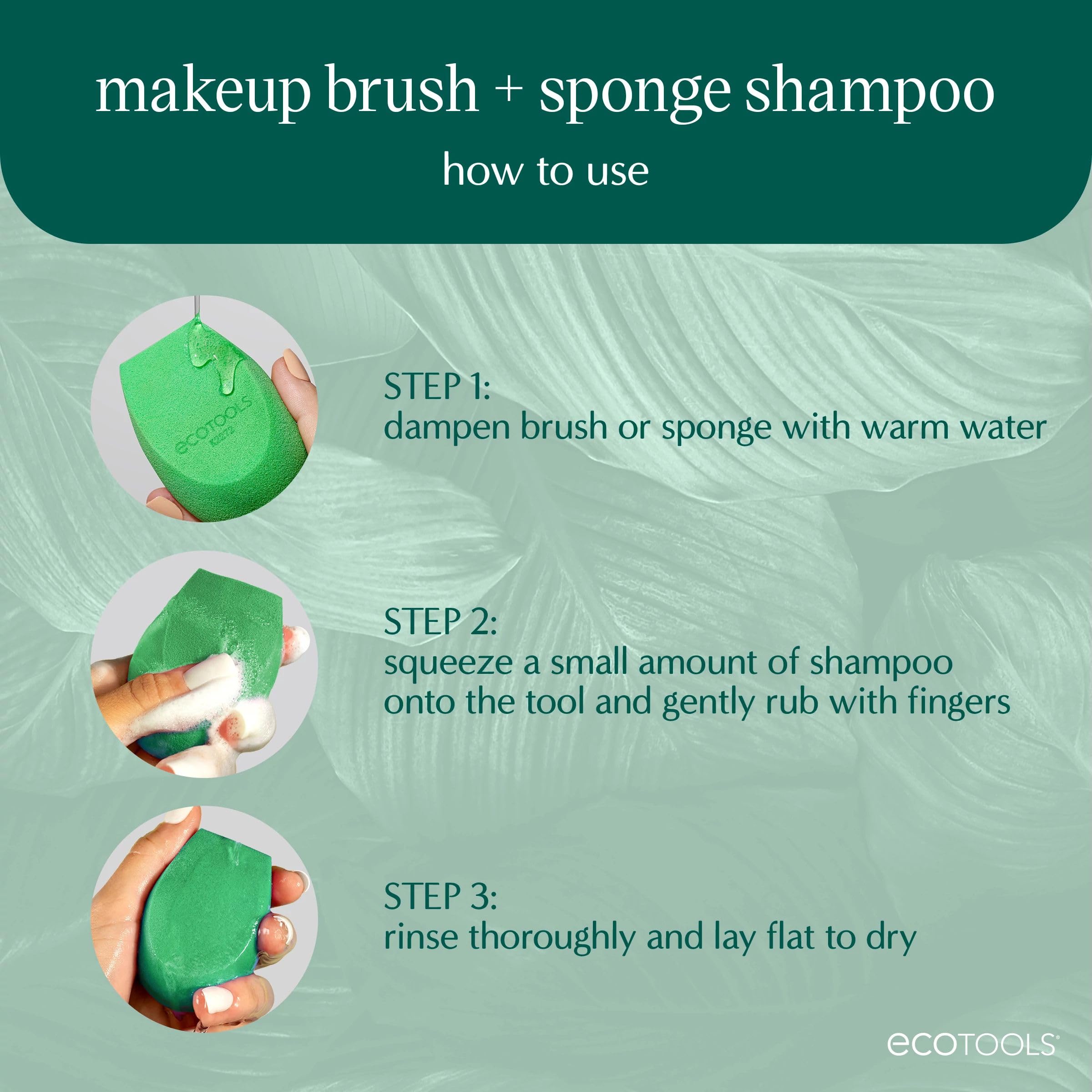 Lather action demonstrates how to effectively clean makeup tools with EcoTools cleanser.