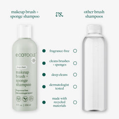 EcoTools XL Shampoo on a sponge shows gentle cleansing while preserving bristle softness.