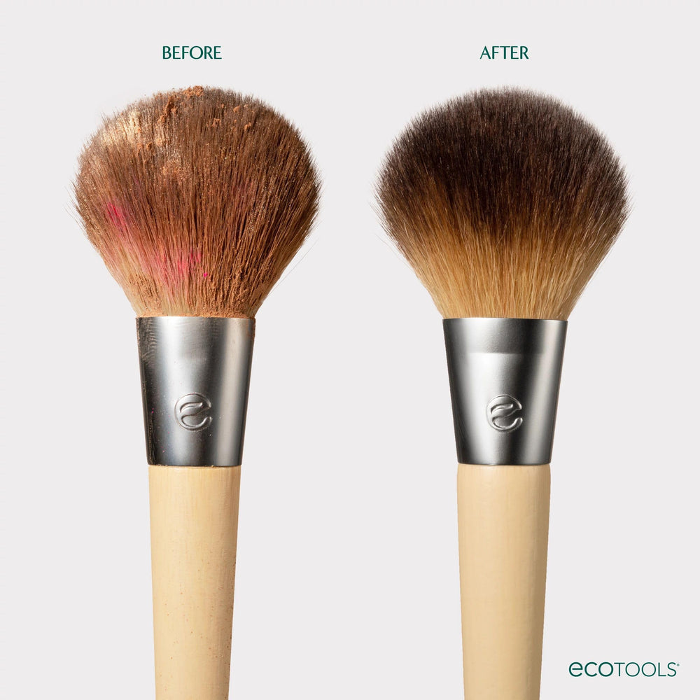 Rinse scene shows water running clear after EcoTools cleansing.