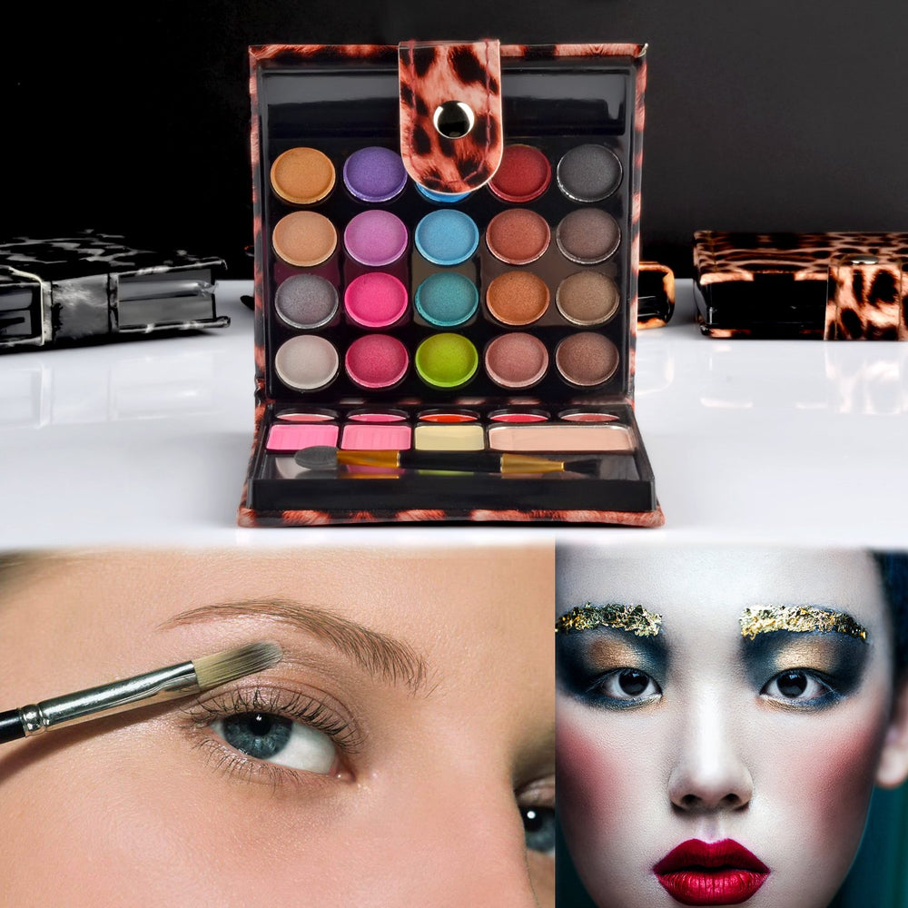 ECVTOP makeup kit in leopard case, compact travel-friendly beauty solution