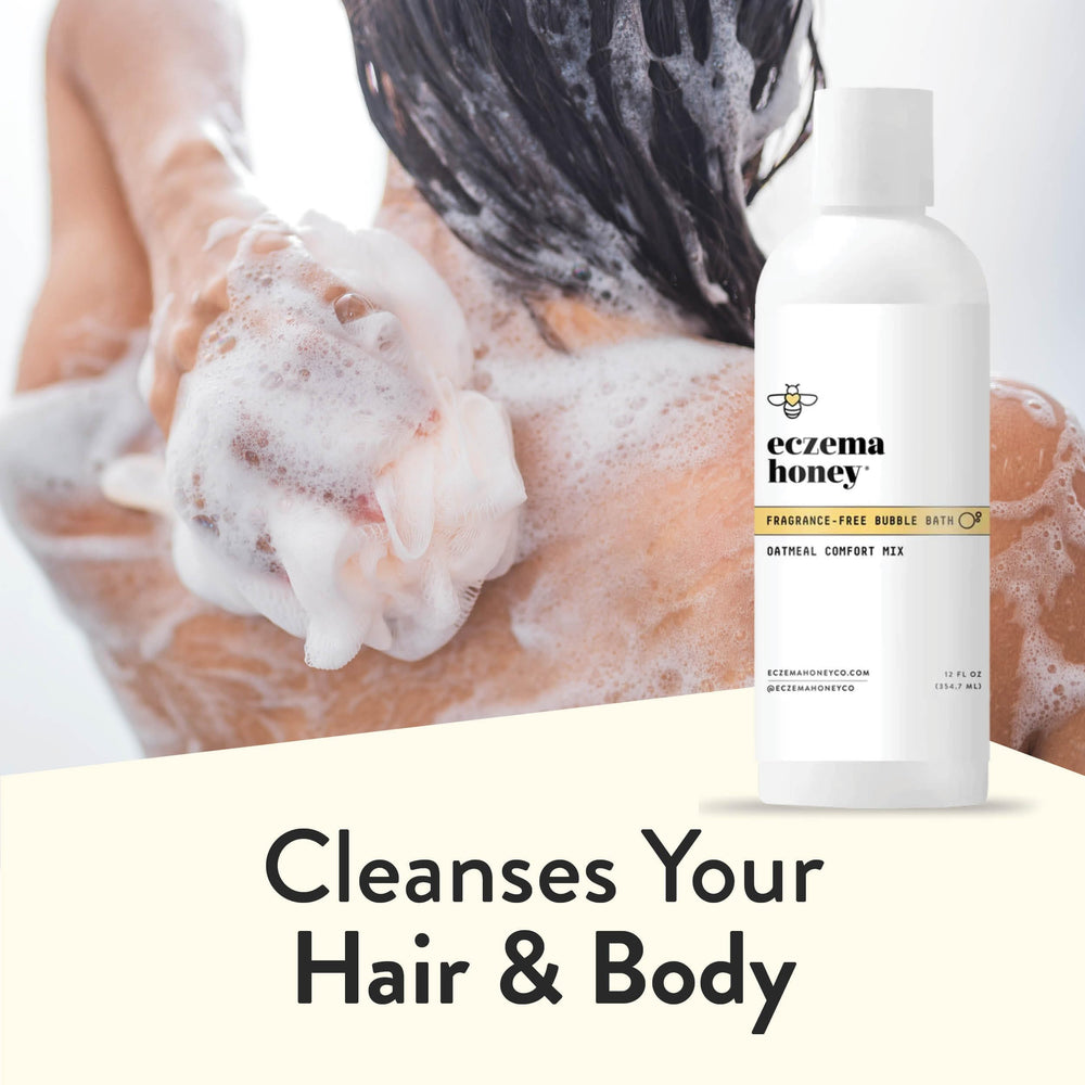 Envase ECZEMA HONEY de 12 onzas para baño diario.