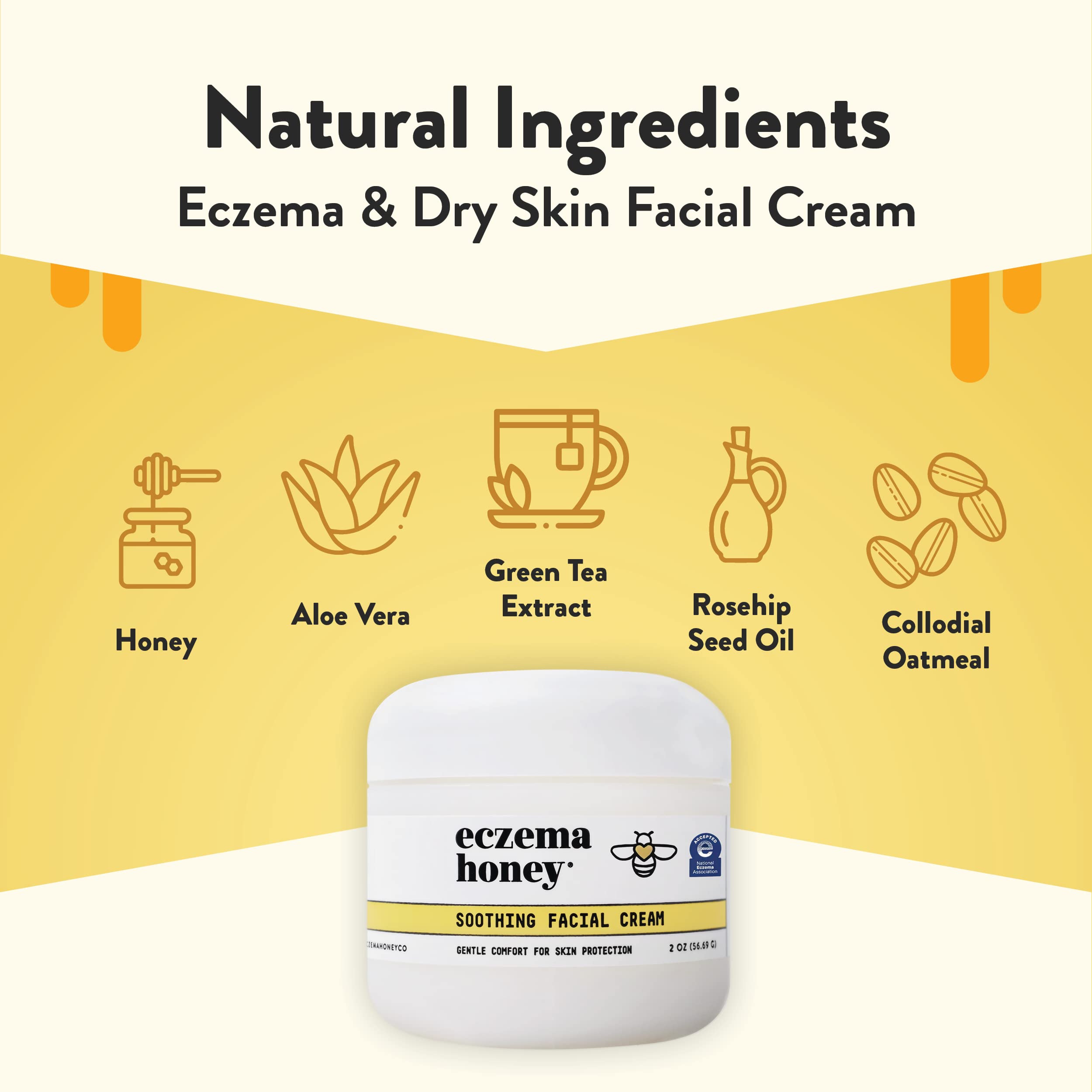 ECZEMA HONEY face application close-up demonstrates gentle, hydrating skin care for sensitive areas.