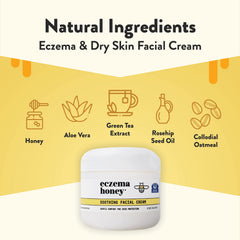 ECZEMA HONEY face application close-up demonstrates gentle, hydrating skin care for sensitive areas.