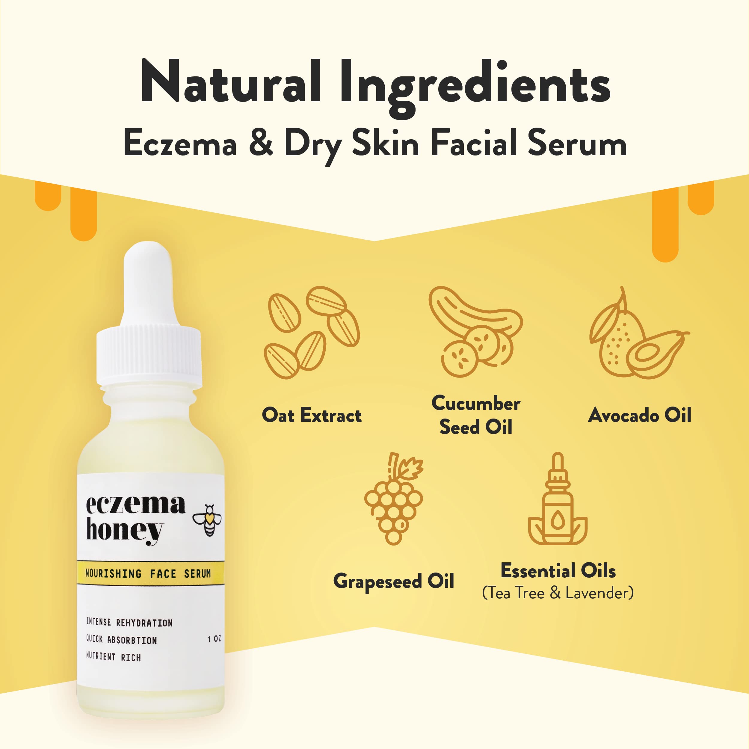 ECZEMA HONEY Nourishing Face Serum drops on skin delivering lightweight hydration