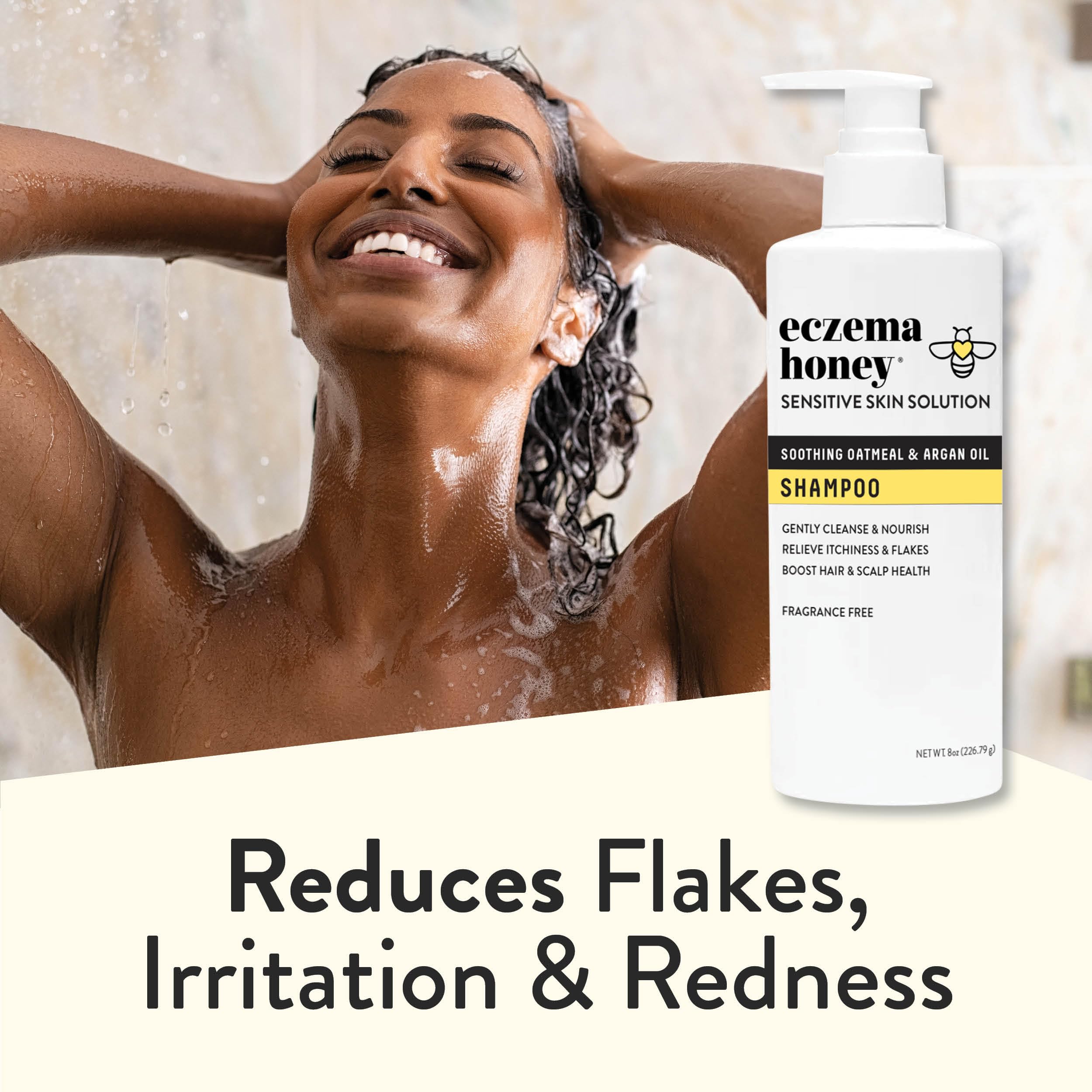 Eczema Honey Nourishing Shampoo packaging is kid-friendly and gentle