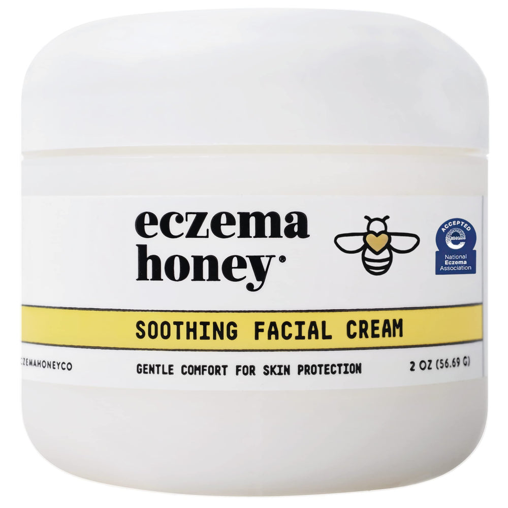 ECZEMA HONEY soothing cream jar showing the lightweight texture for all-day comfort.