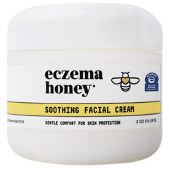 ECZEMA HONEY soothing cream jar showing the lightweight texture for all-day comfort.