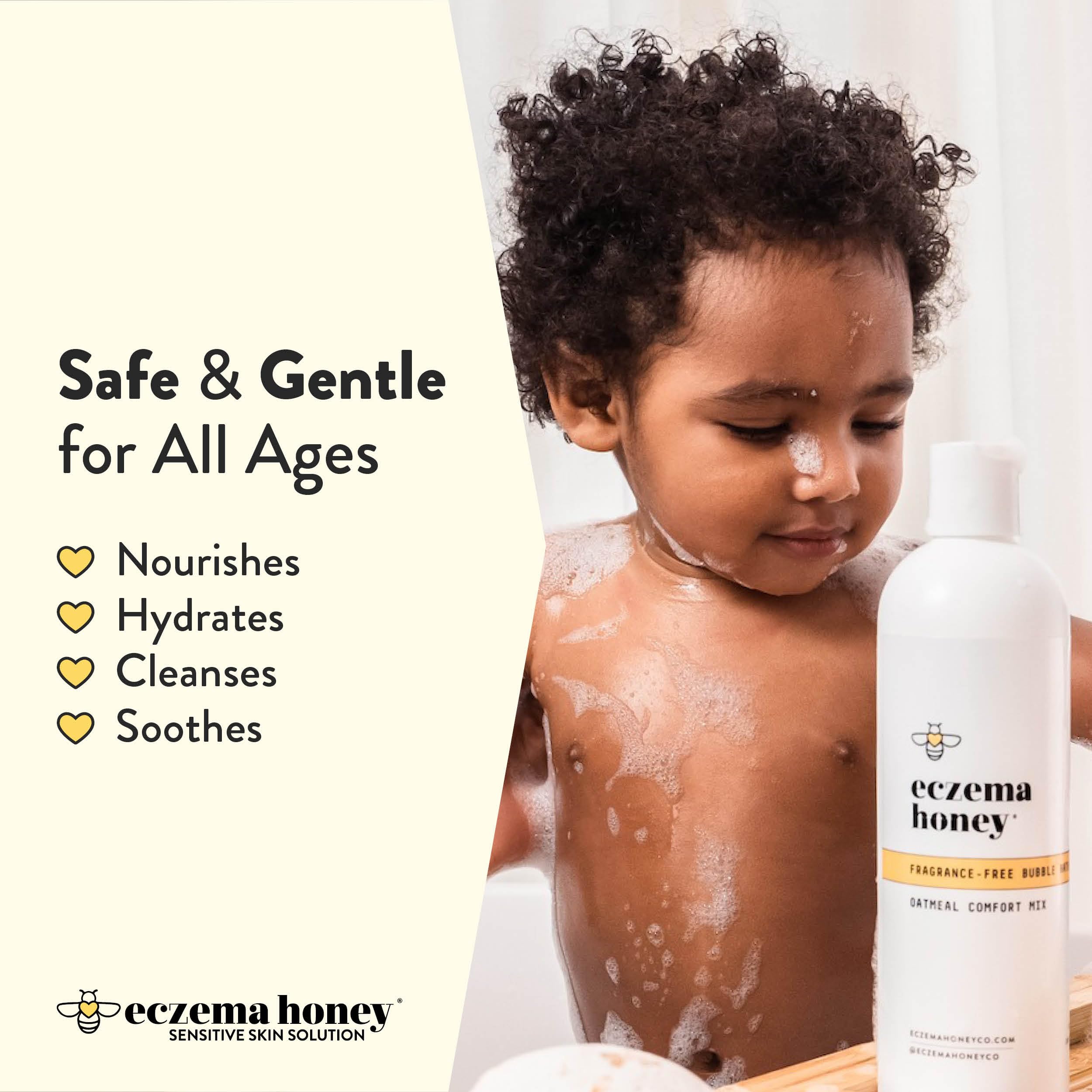 Uso familiar ECZEMA HONEY para adultos y niños en la ducha.
