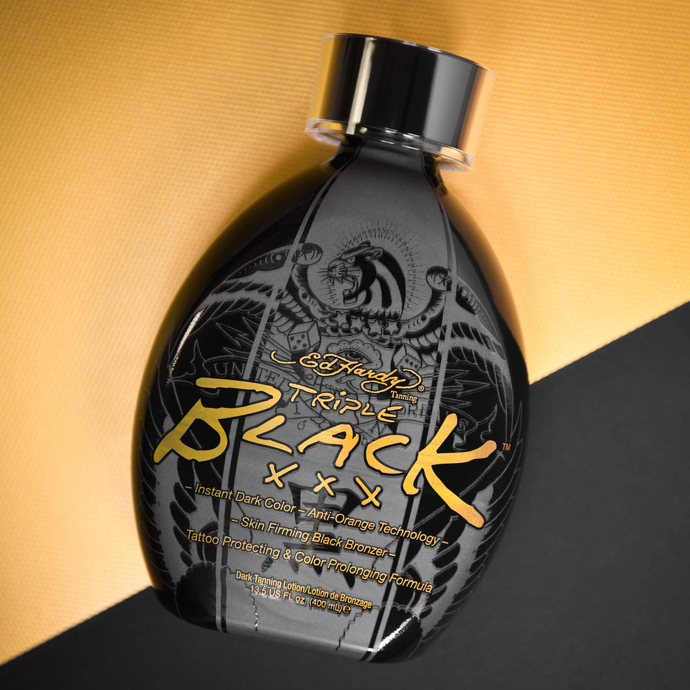Creamy Ed Hardy Black XXX formula texture for even coverage on skin.