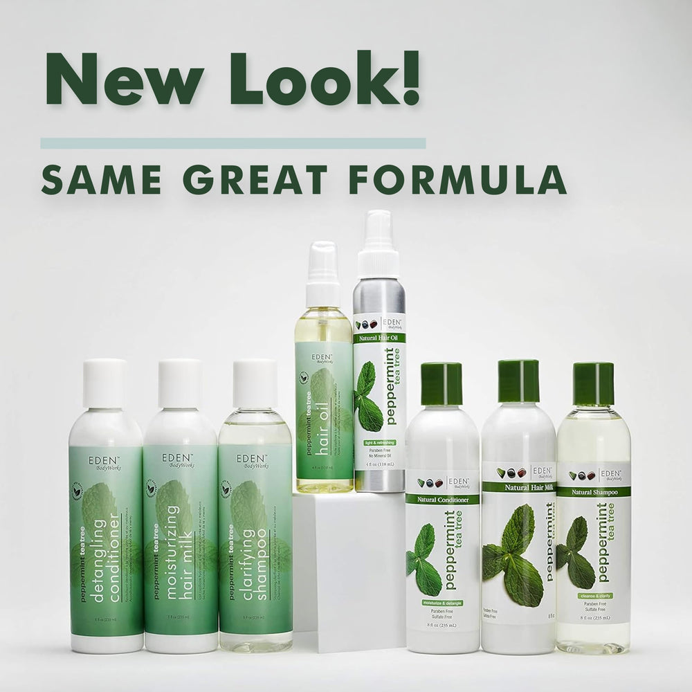 Aplicación de EDEN Peppermint Tea Tree Shampoo para cabello manejable