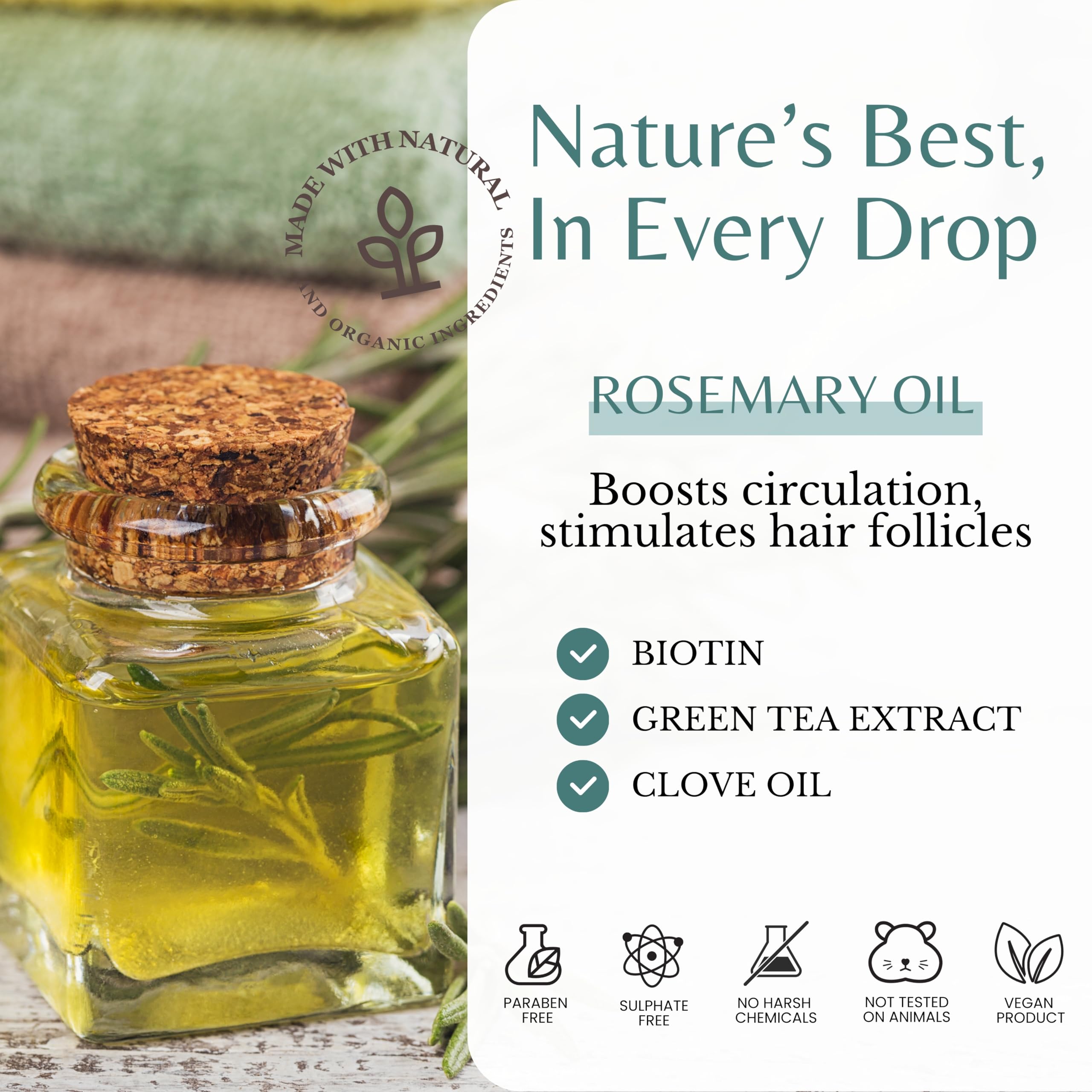 Edenika Botanicals Green tea cinnamon clove scent close-up hints detox scalp.