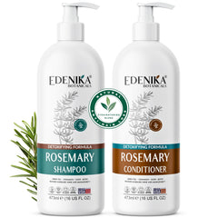 Edenika Botanicals Rosemary Shampoo bottle shows organic formula for healthier hair.