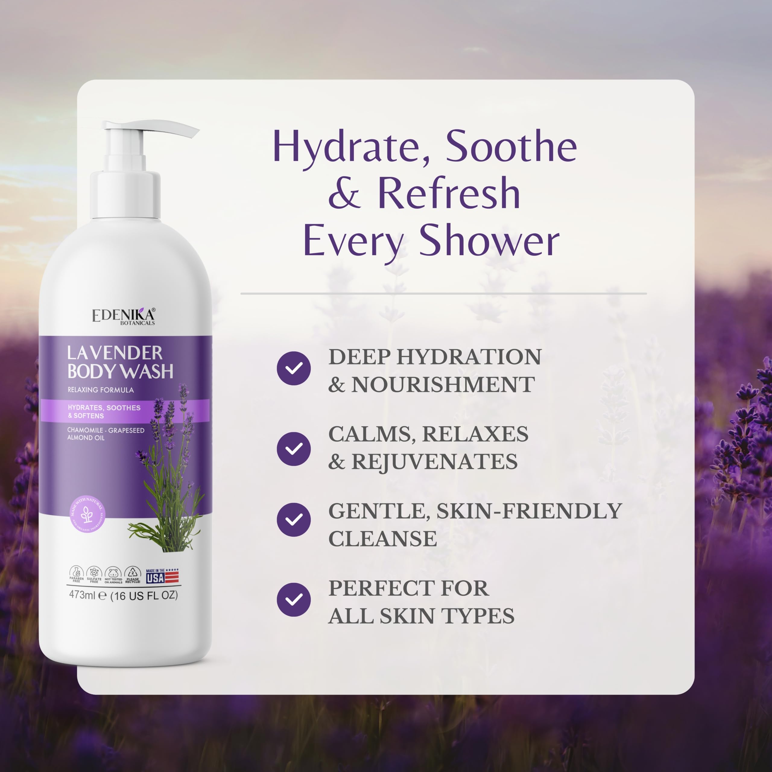 Edenika Gel de Ducha Lavanda: textura cremosa que hidrata tras la ducha.