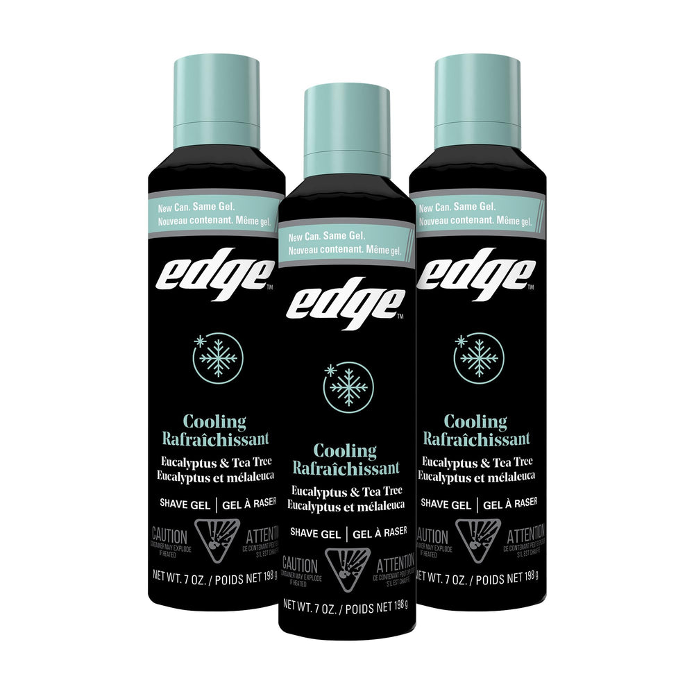 Edge Shave Gel for Men cooling eucalyptus and tea tree tripack provides a refreshing shave