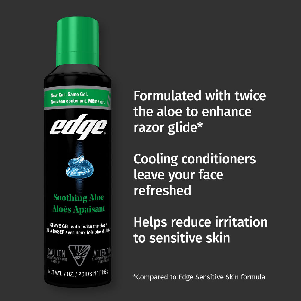 Edge Shaving Gel aloe ingredient closeup highlights soothing moisture benefits.