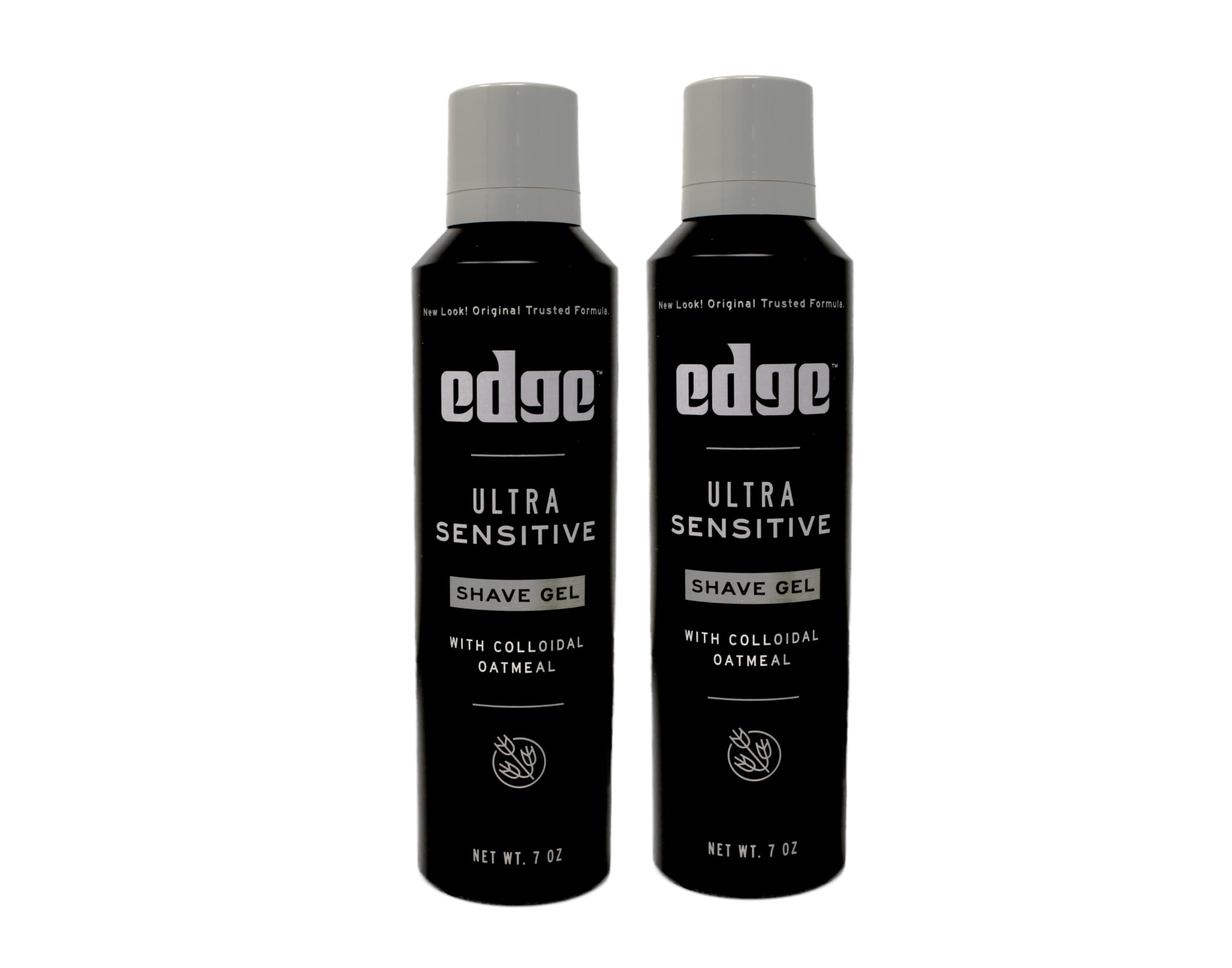 Edge Ultra Sensitive Shave Gel bottle front in a two-pack, highlighting soothing hydration.