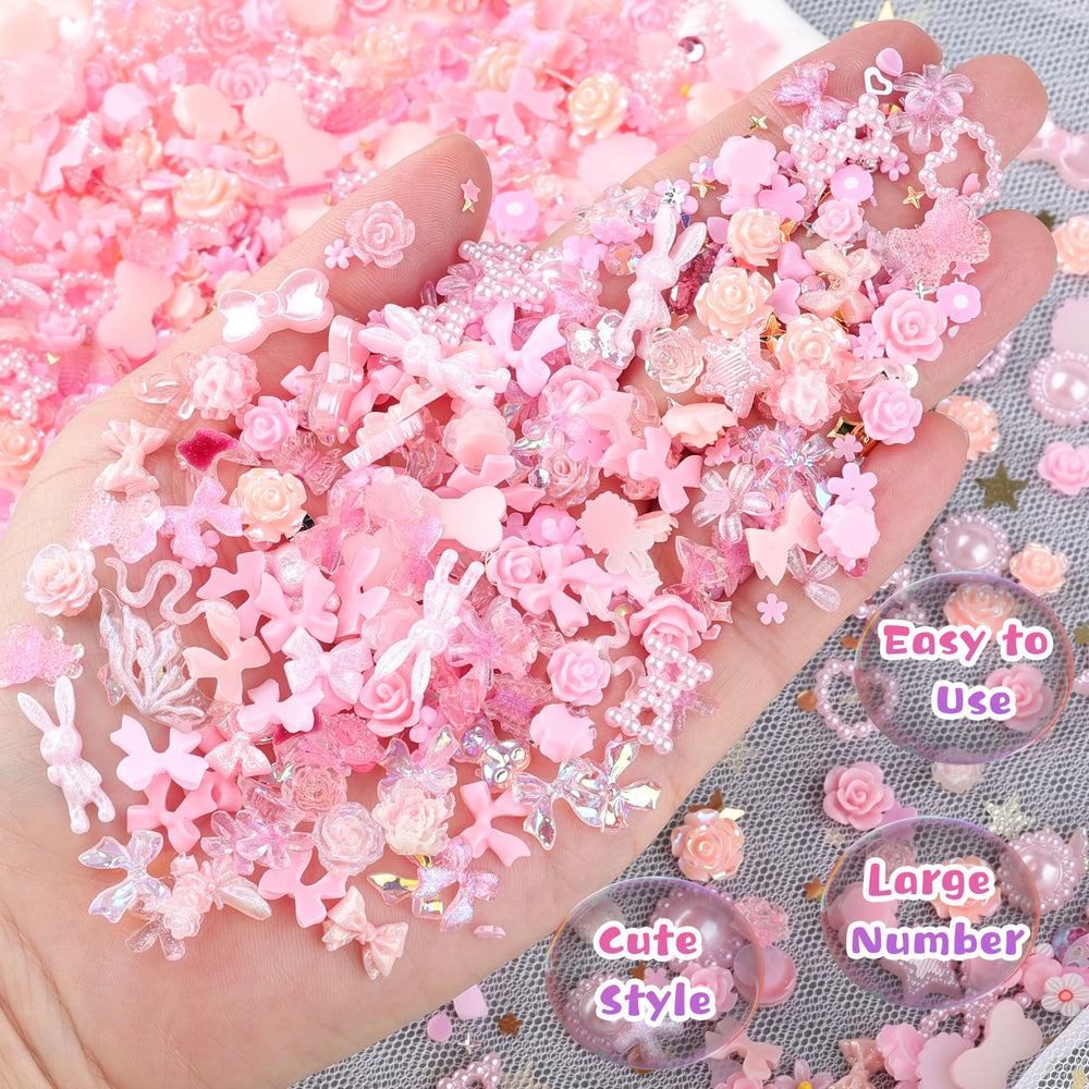 editTime adorno 3D para uñas, luna rosa, toque místico y luminoso