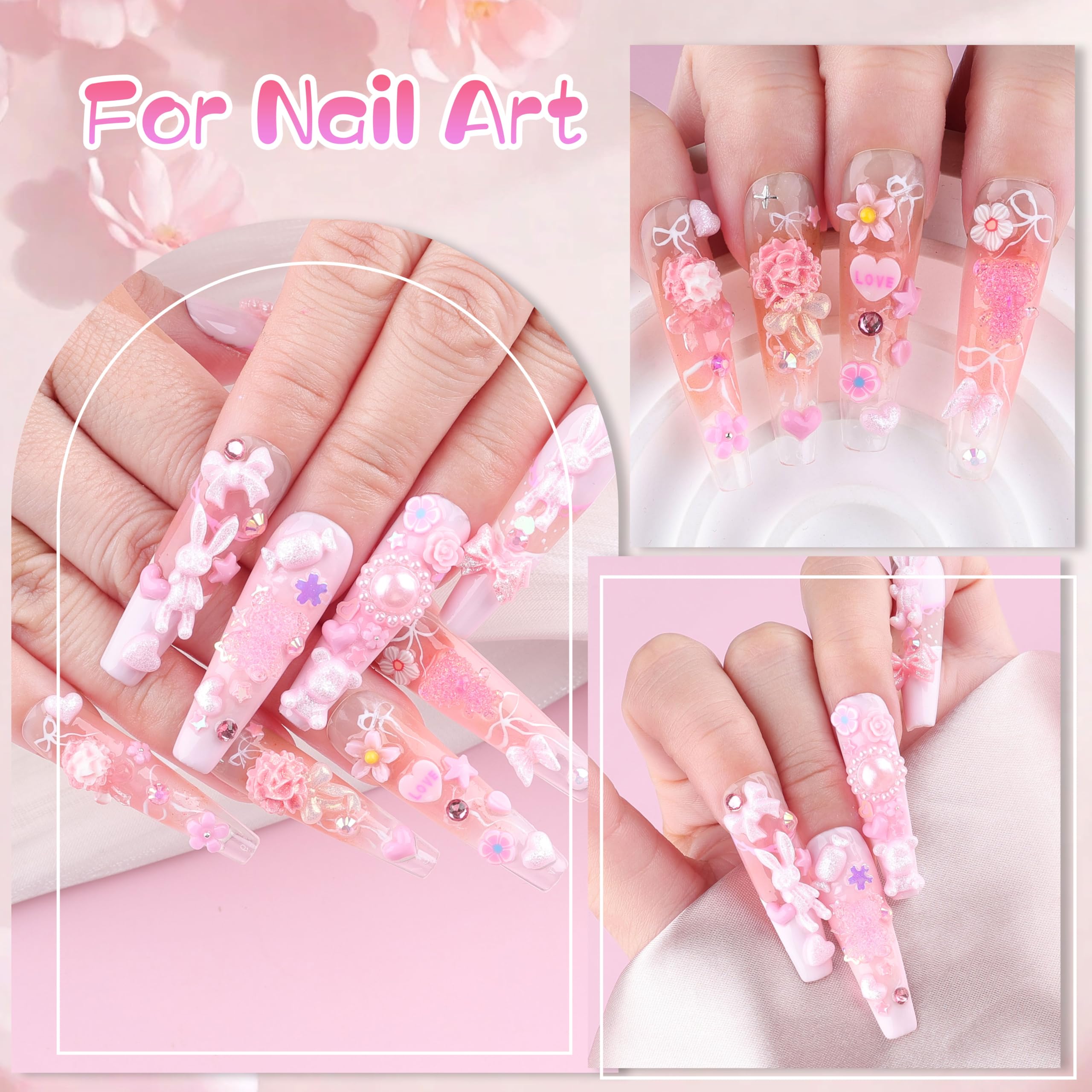editTime adorno 3D para uñas, serpiente rosa, diseño atrevido para creatividad
