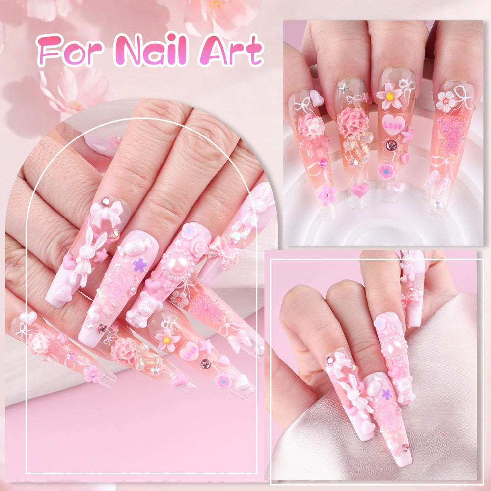 editTime adorno 3D para uñas, serpiente rosa, diseño atrevido para creatividad