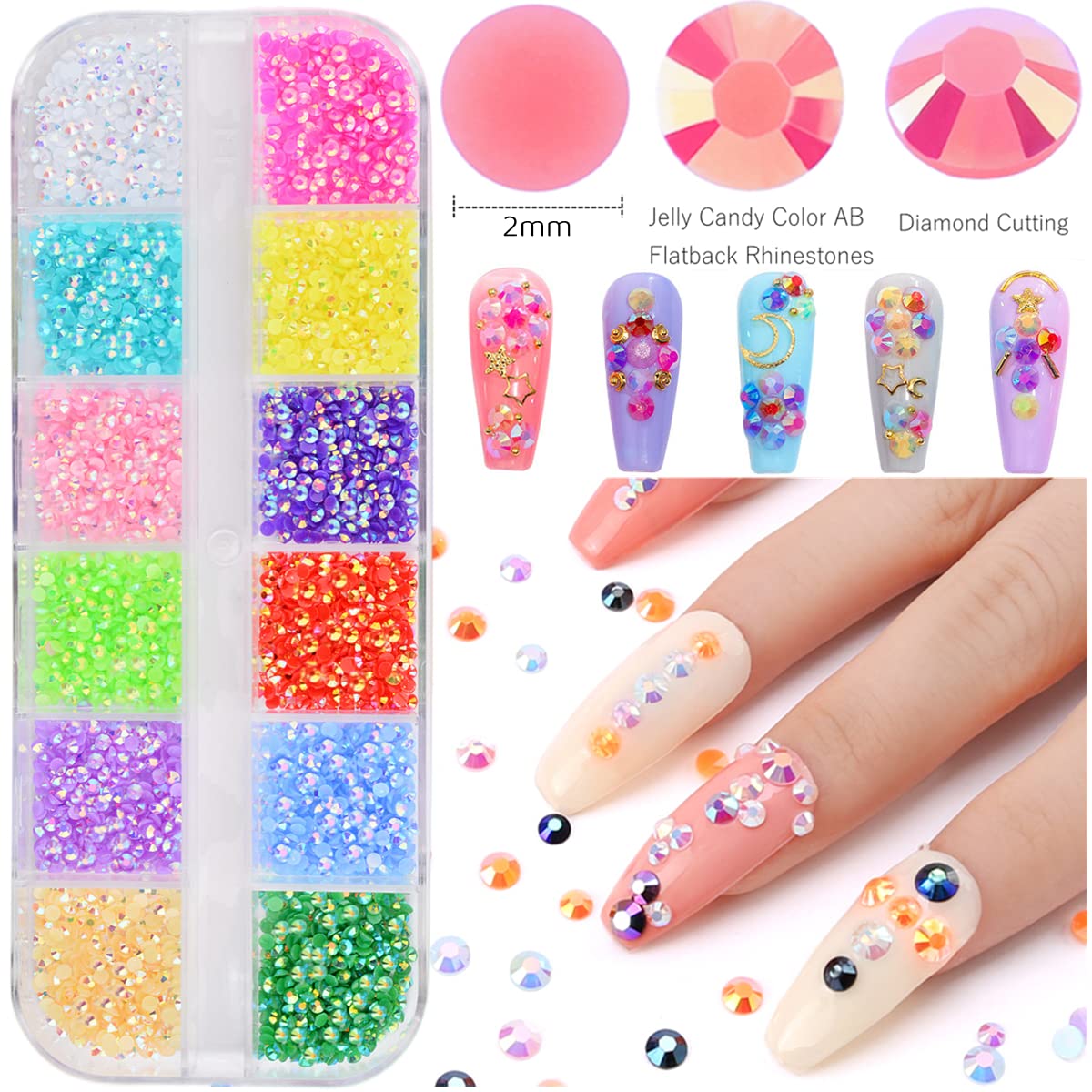EditTime laser color rhinestones 2mm for radiant light-catching details