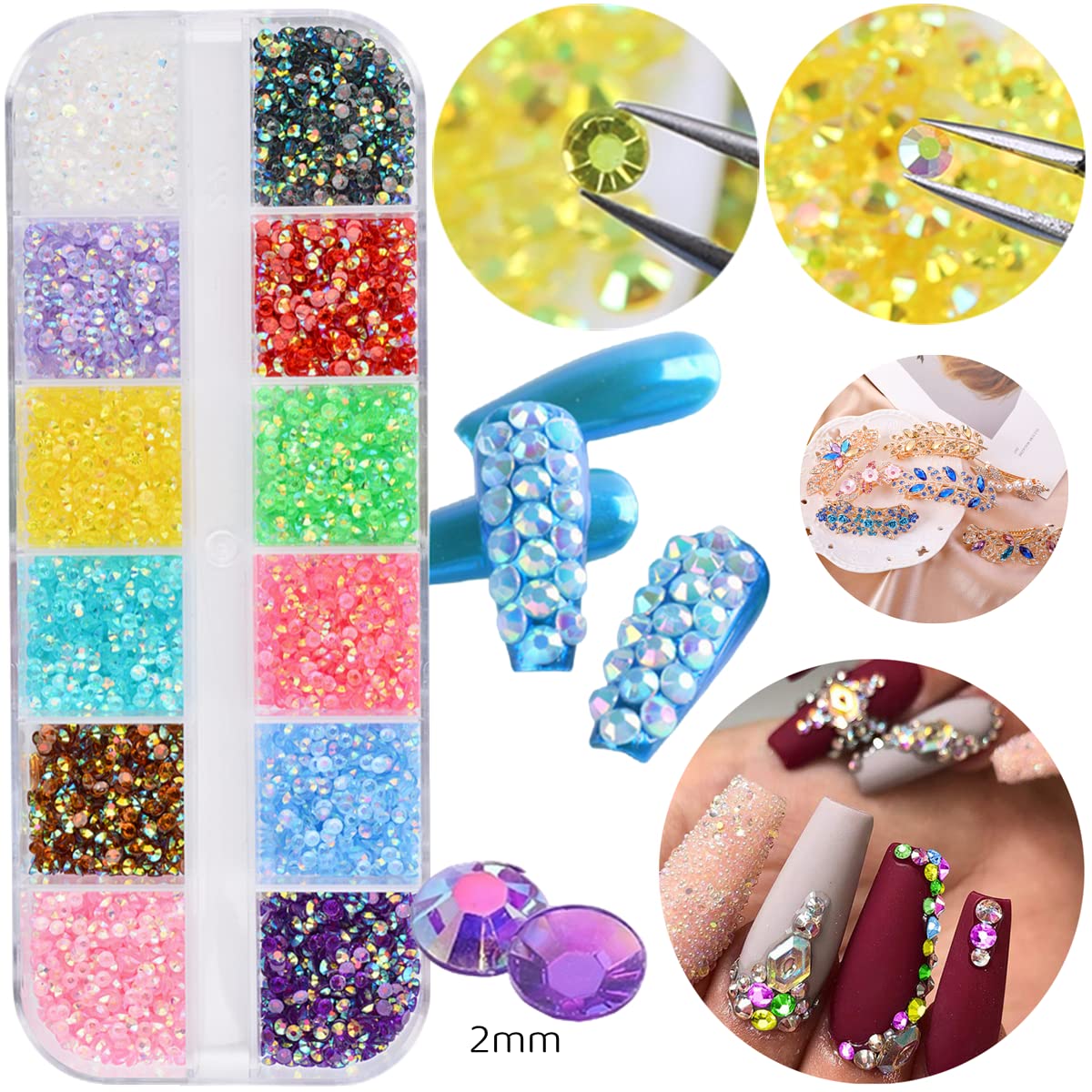 EditTime transparent jelly rhinestones create subtle glassy effects on nails