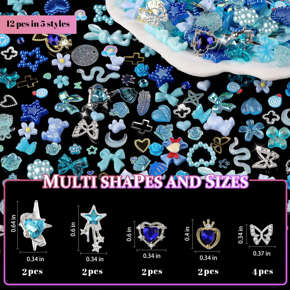 editTime 250 charms de resina en formas mariposa, flor y estrella para uñas