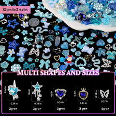editTime 250 charms de resina en formas mariposa, flor y estrella para uñas