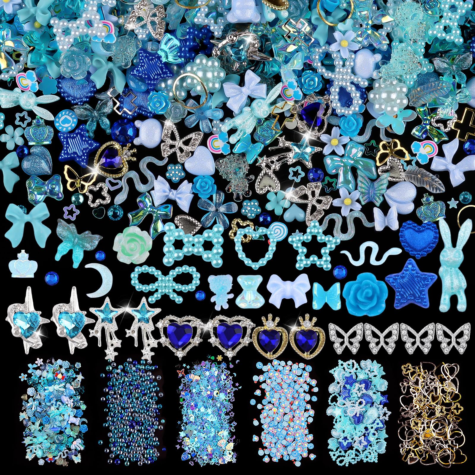 editTime 650 piezas kit charms tridimensionales para uñas con diseños variados