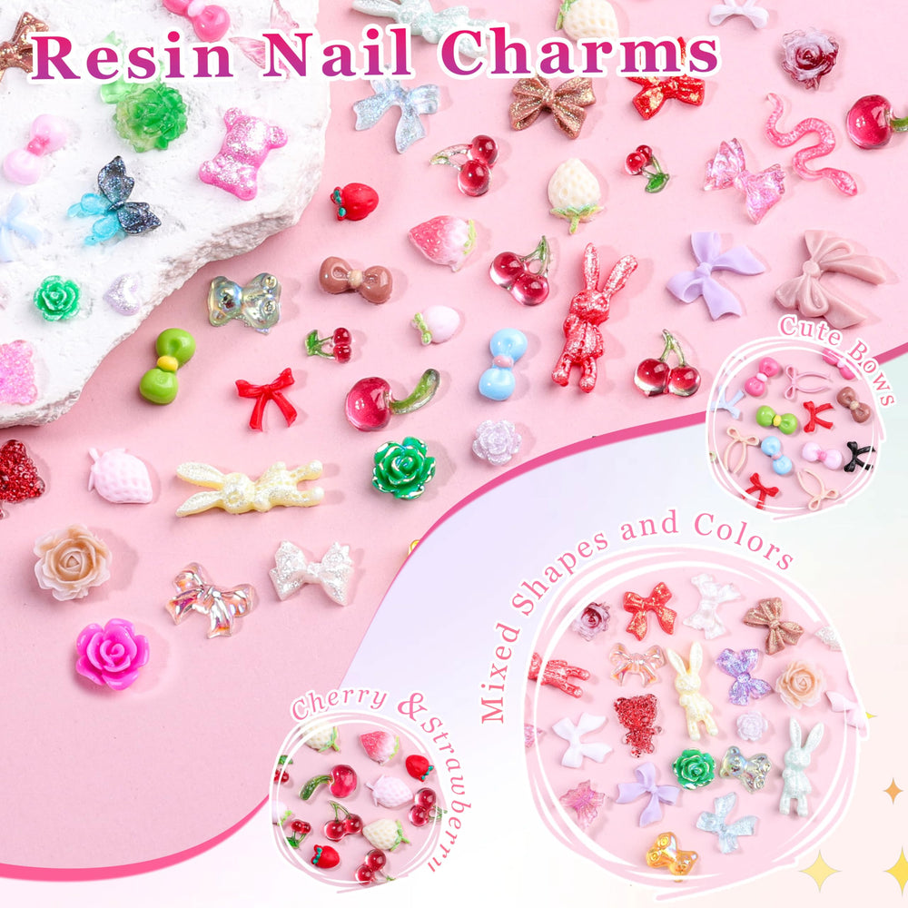 EditTime 8000 piezas charms uñas mariposas lazos estrellas para estilos llamativos.