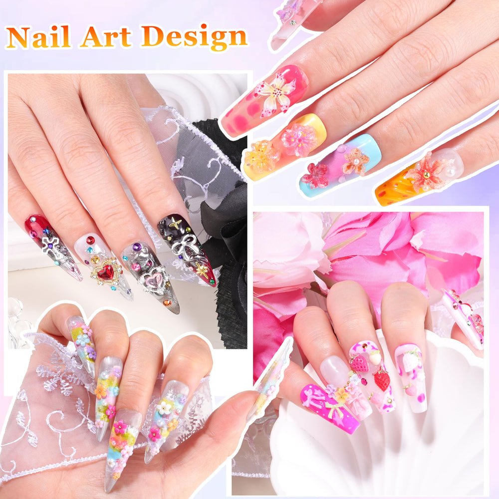 EditTime 8000 piezas charms uñas metal dorado y plata para toques glamorosos.