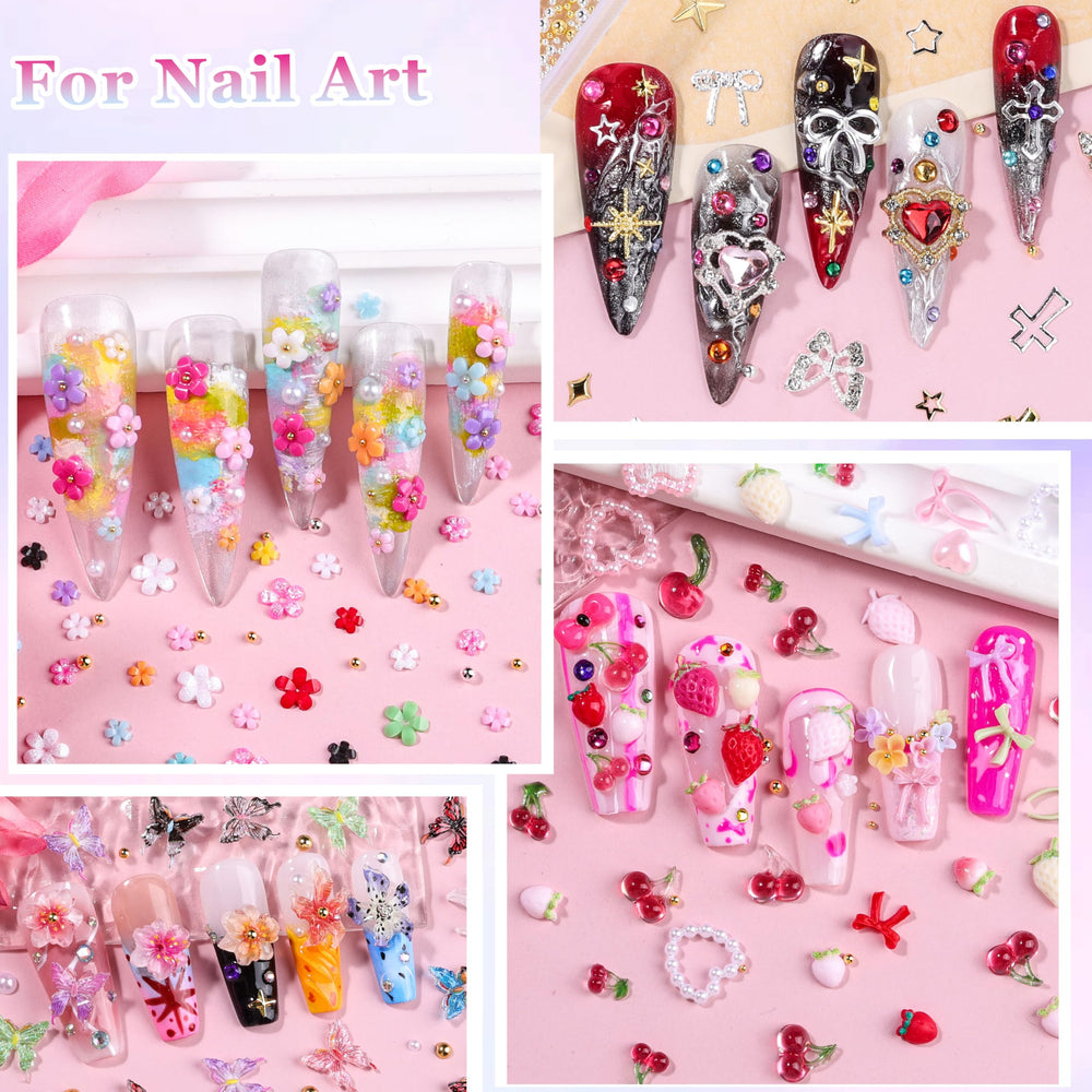EditTime 8000 piezas charms uñas lazos y diamantes para creatividad sin límites.