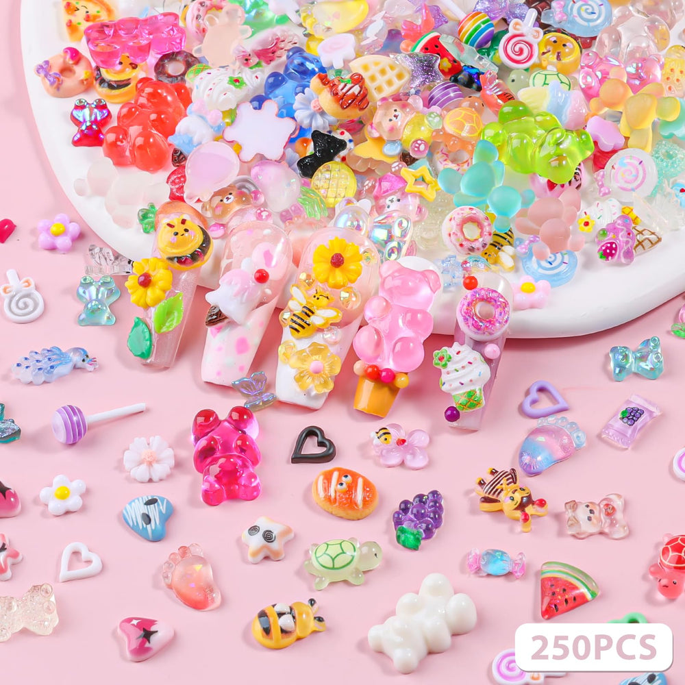 EditTime adornos uñas 3D corazones y estrellas con brillo