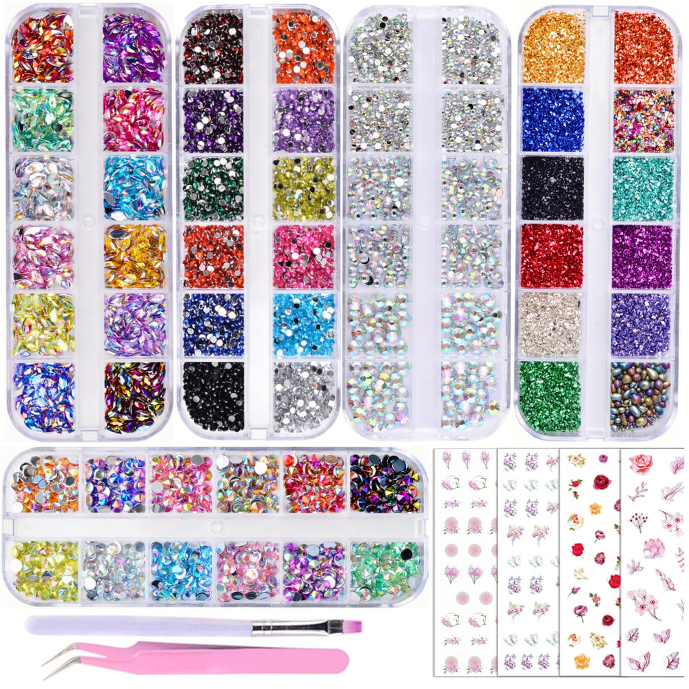 EditTime kit de piedras para uñas 3D multicolor para diseños vibrantes.