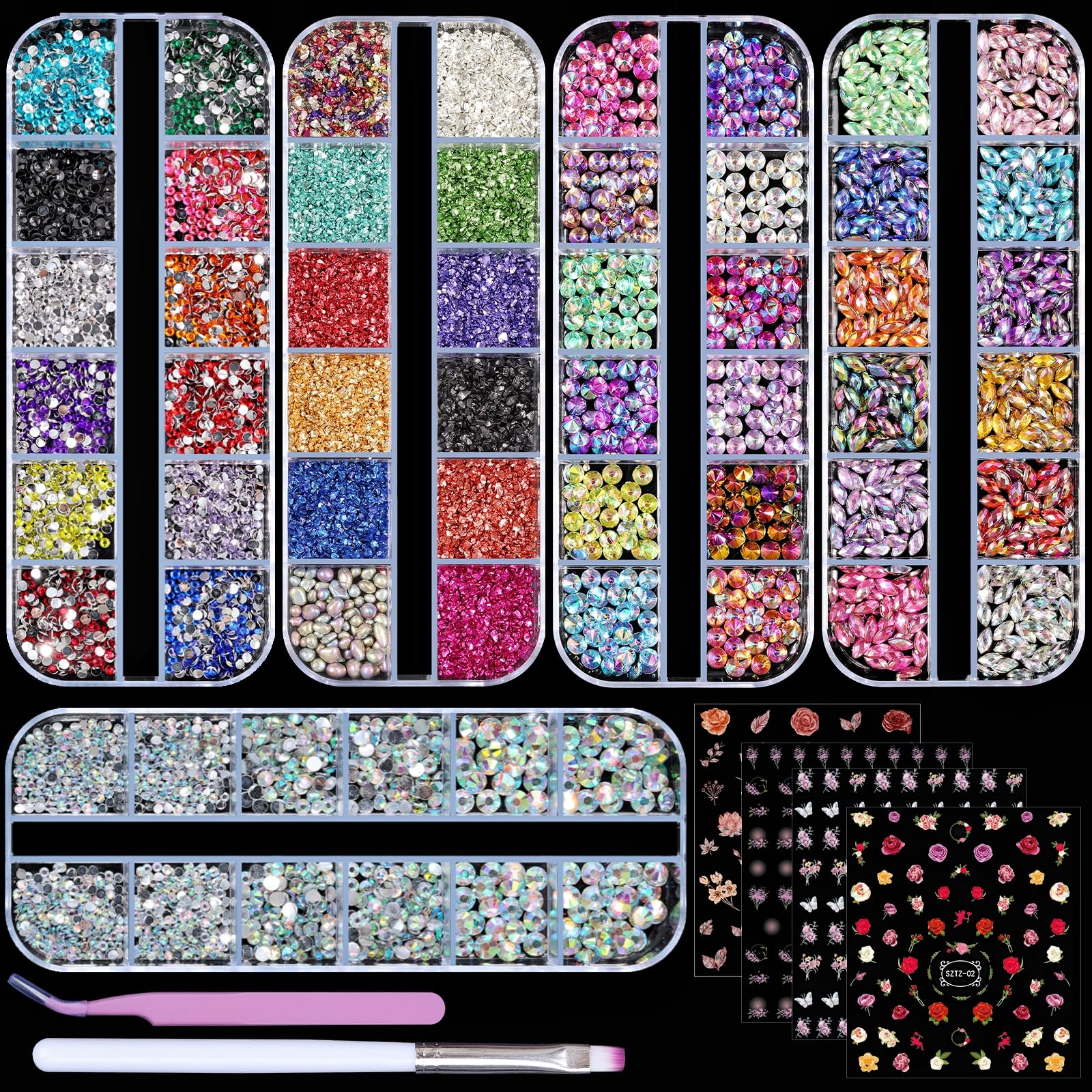 EditTime piedras uñas flatback ojos de caballo para acabados llamativos.