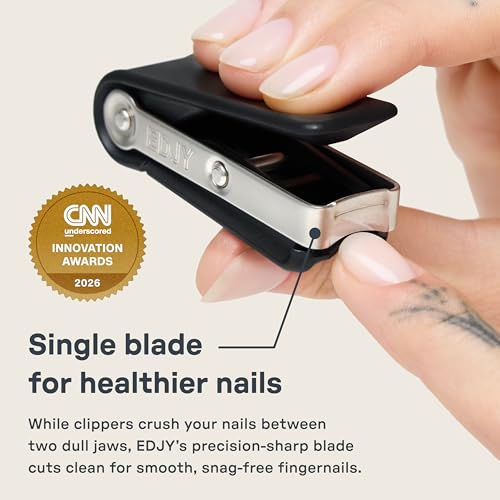 EDJY fingernail cutter blade close-up highlights surgical-grade sharpness.