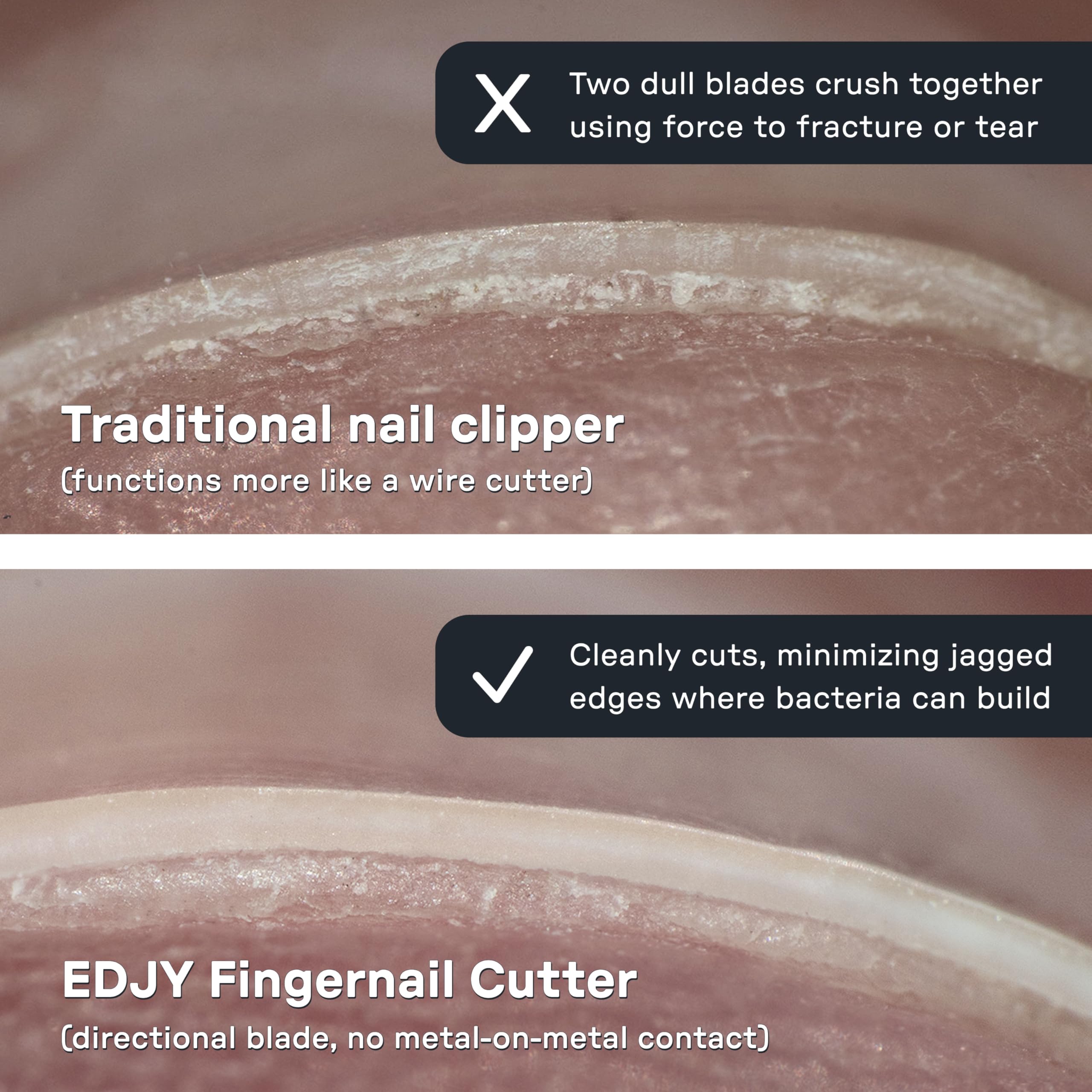 EDJY fingernail cutter-cuttings compartment keeps area tidy