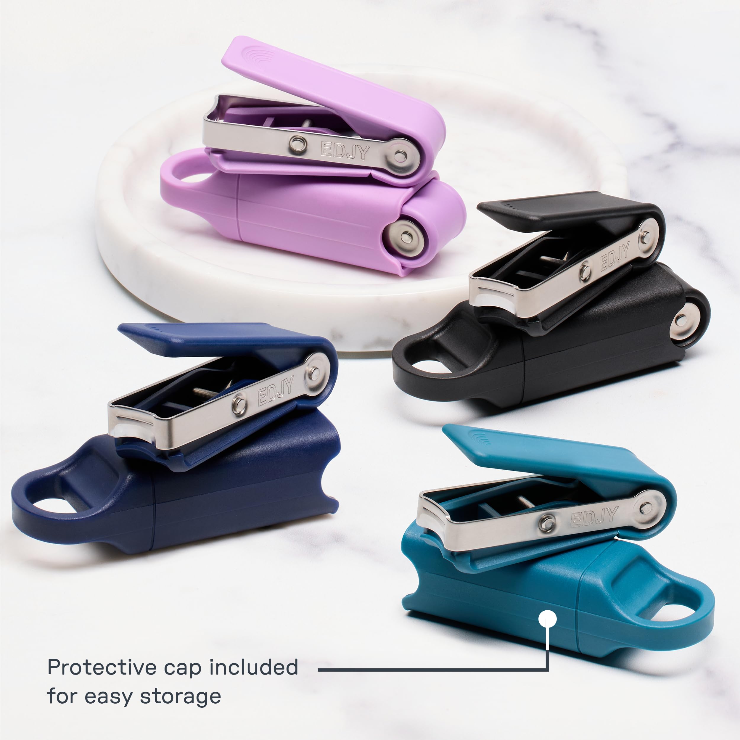 EDJY fingernail cutter in-hand demonstrates comfortable grip and precise control.