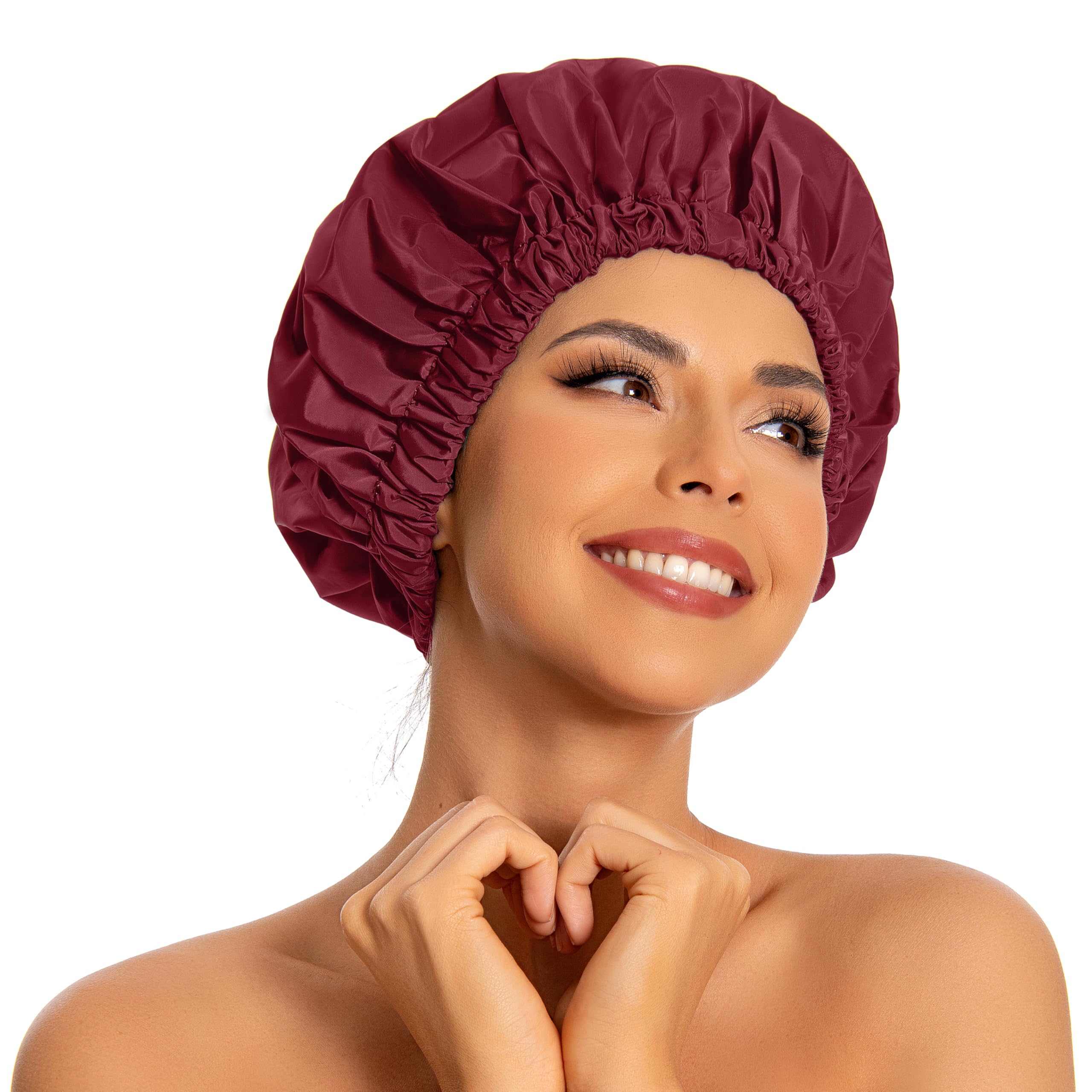 Gorra Edoneery para mujer: gran tamaño, color burgundy, impermeable para cabello seco