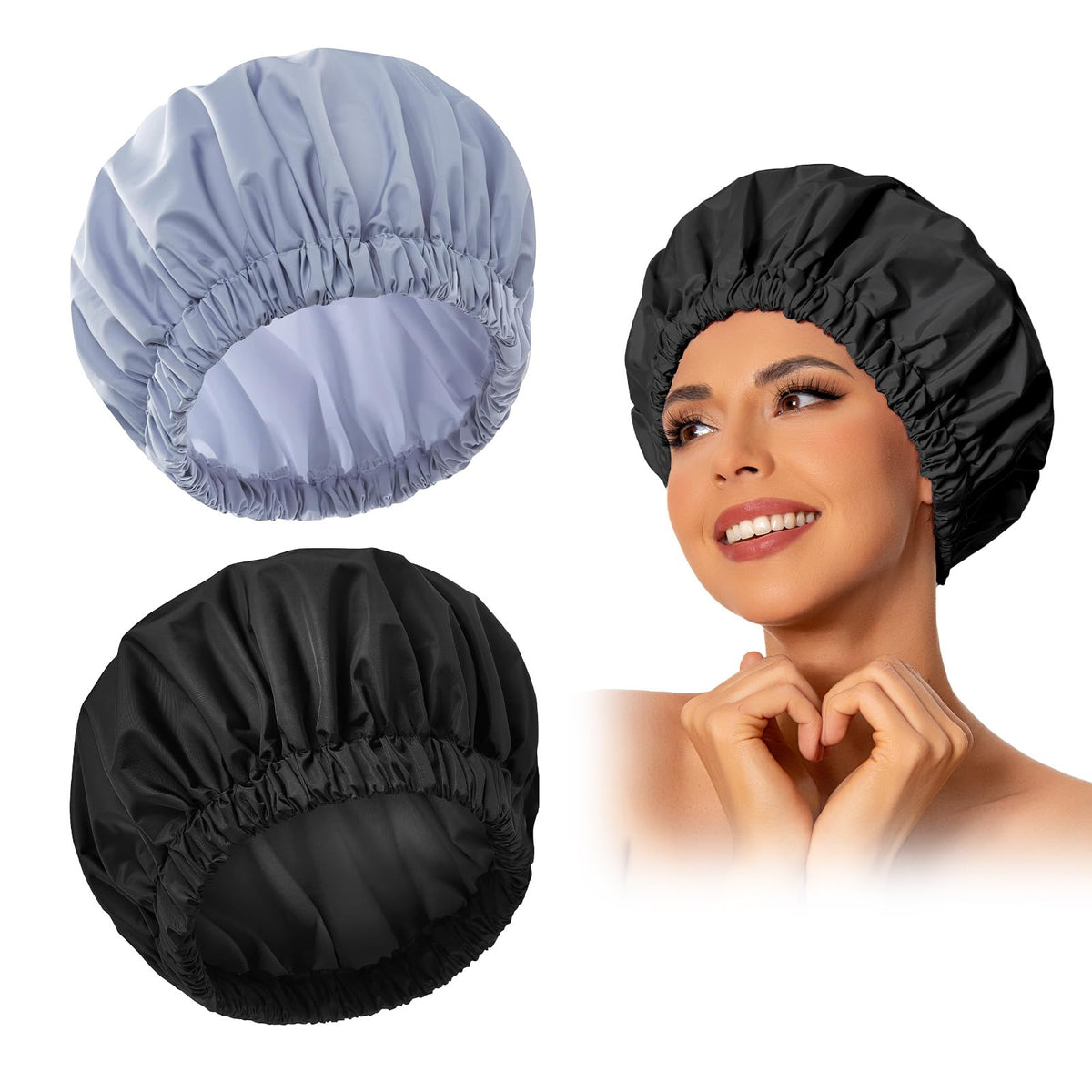 Gorra de ducha Edoneery para mujeres grandes mantiene el cabello seco al ducharse